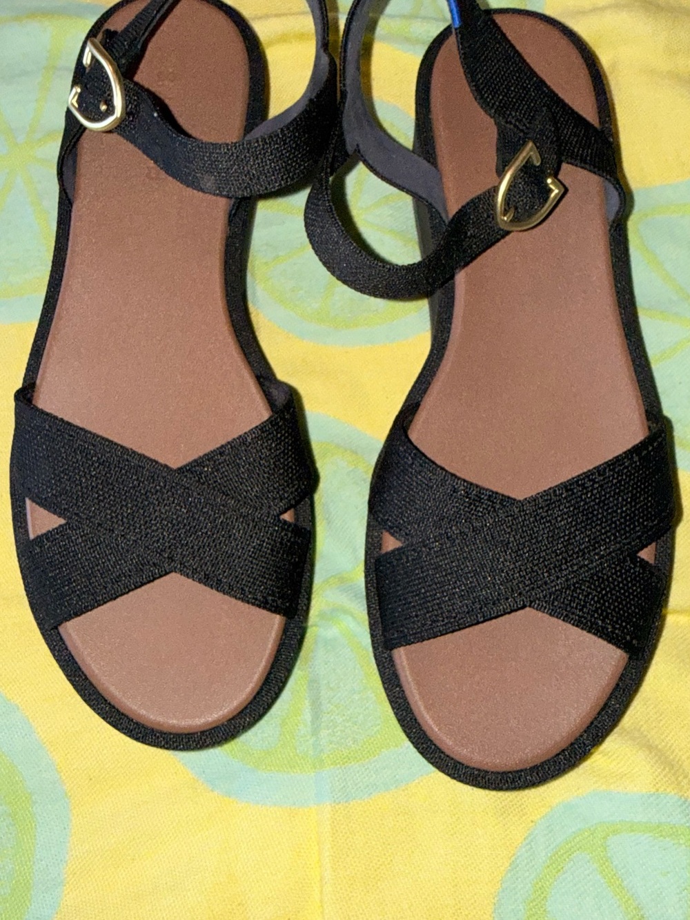 Rothys black Criss Cross platform sandal 11.5